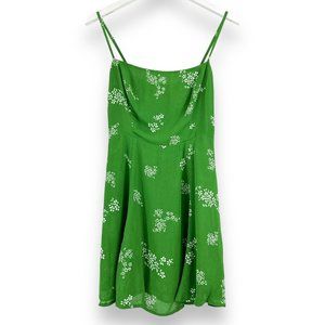 Reformation Green & White Floral Cami Strap Mini Dress